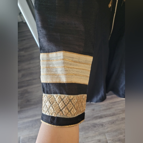 Black Embroidered Dress with Golden pants - Picture 5 of 6